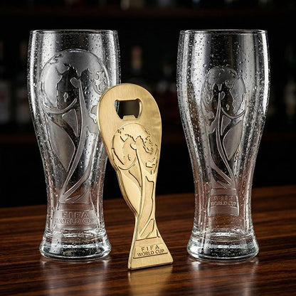 FIFA World Cup 2026™ Trophy Beer Cups (Set of 2) & Bottle Opener Gift Set
