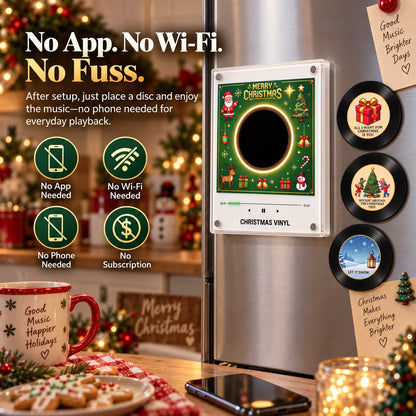 Christmas Vinyl Record Player Fridge Magnet