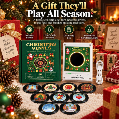 Christmas Vinyl Record Player Fridge Magnet