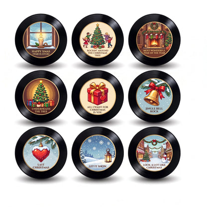 Christmas Vinyl Record Player Fridge Magnet