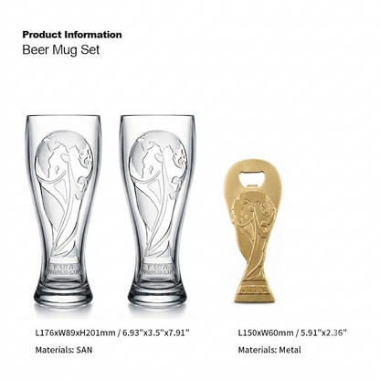 FIFA World Cup 2026™ Trophy Beer Cups (Set of 2) & Bottle Opener Gift Set