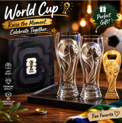 FIFA World Cup 2026™ Trophy Beer Cups (Set of 2) & Bottle Opener Gift Set